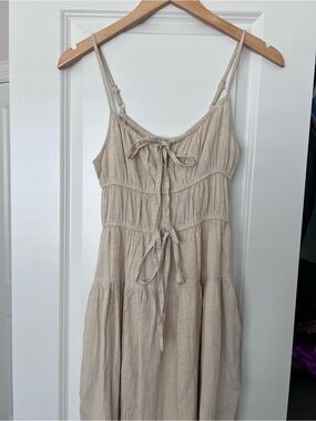 Sim and Sam cream midi linen blend dress size XS
